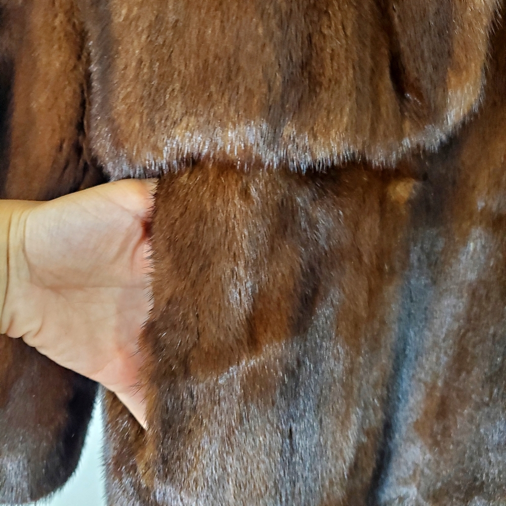 Vintage Brown Mink Real Fur Winter Short Coat - Picture 8 of 14